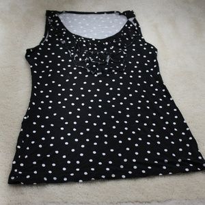 Merona black and white polka dot ruffle top